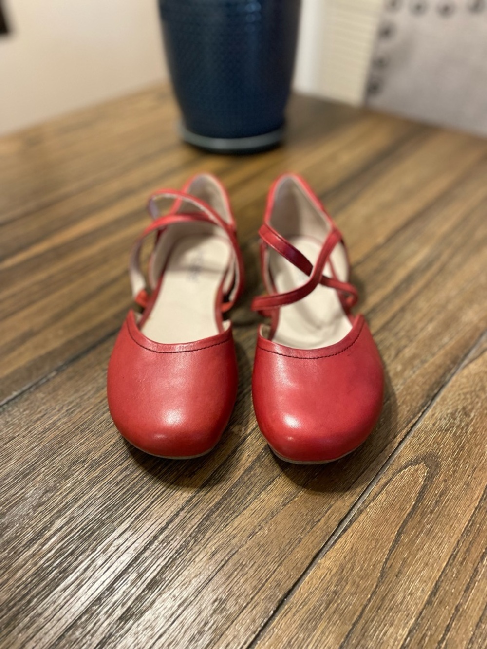 Josef Seibel Red Leather Pippa Mary Jane Shoes Size 38 US 7 Comfort Strap Flats